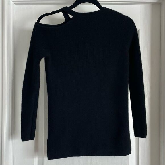 Anthropologie Velvet Graham & Spencer Cut Out Cashmere Sweater Black Size S - Picture 5 of 12